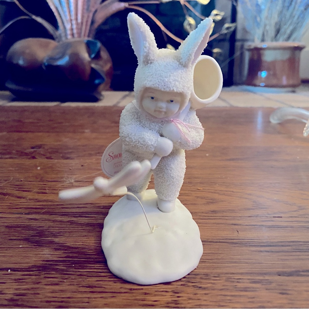 Vintage 1995 Department 56 Snowbabies Snowbunny Catching A Butterfly